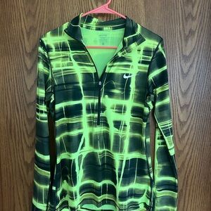 Nike Neon Green and Black Long Sleeve Top